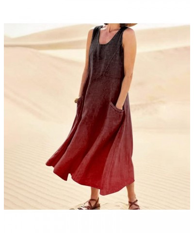 Summer Dresses for Women 2024 Maxi Black Printed Sundresses Flower Girl Beach Plus Size Linen Dress for Women Summer 19-wine ...