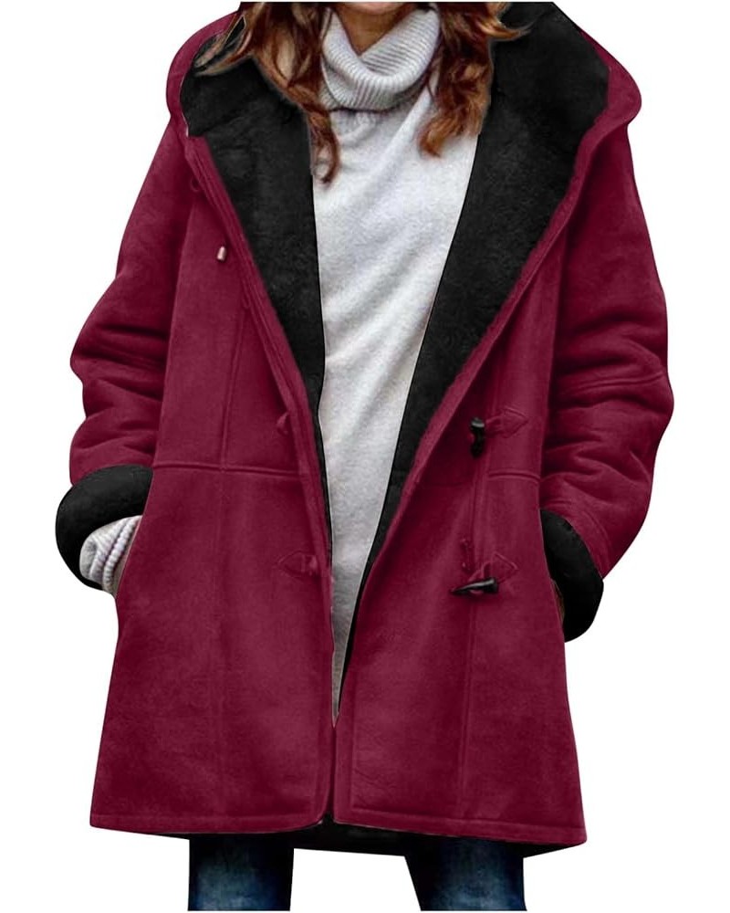 Oversized Winter Warm Coats For Women 2023 Sherpa Fleece Lined Jacket with Hood Parka Faux Suede Outerwear A06-hot Pink $7.94...