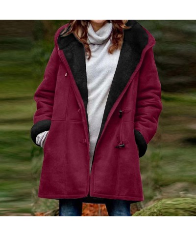 Oversized Winter Warm Coats For Women 2023 Sherpa Fleece Lined Jacket with Hood Parka Faux Suede Outerwear A06-hot Pink $7.94...