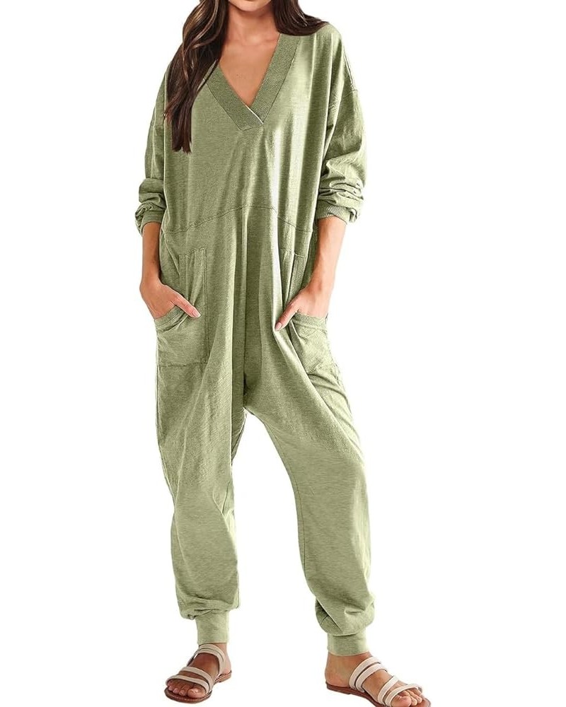 Women's Casual Loose Jumpsuits V Neck Rompers Baggy Overalls Long/Sleeveless Lounge Pajamas Onesie Jumpers Pockets 06 $19.51 ...