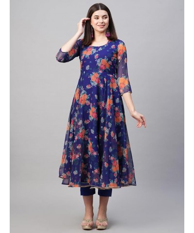 Indian Stitched Kurti for Womens With Pant and Dupatta | Rayon Readymade Printed Kurta Kurtis For Women Blue 1 $26.32 Tops