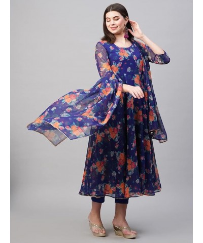 Indian Stitched Kurti for Womens With Pant and Dupatta | Rayon Readymade Printed Kurta Kurtis For Women Blue 1 $26.32 Tops