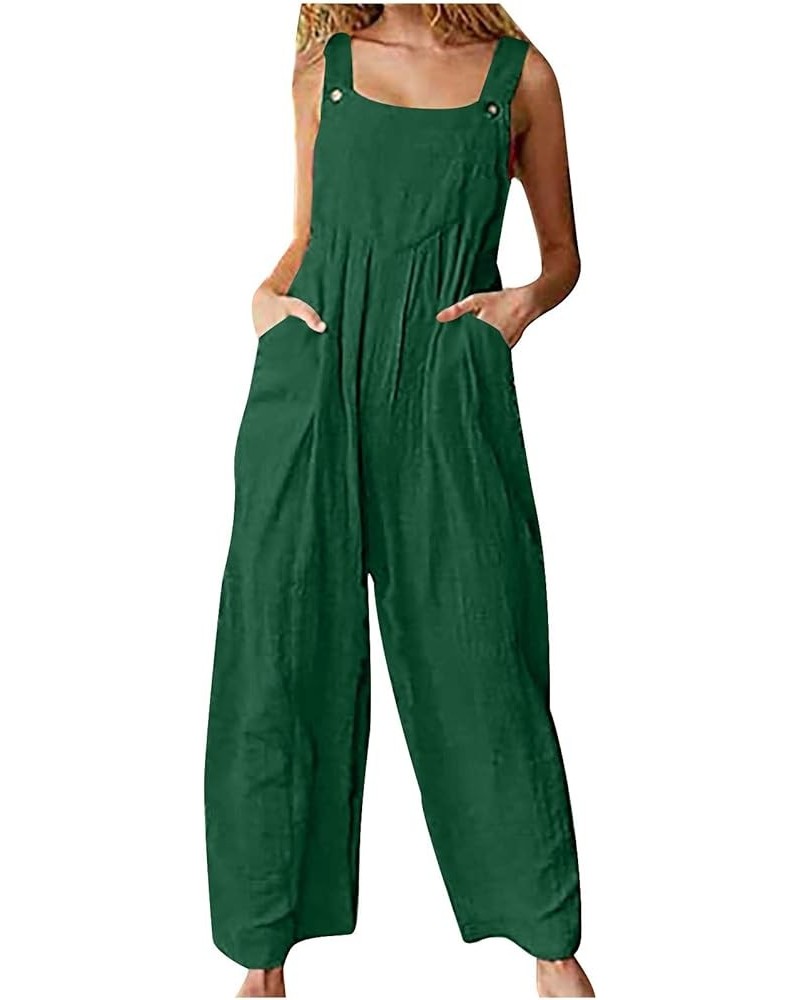 Jumpsuits for Women Dressy Wide Leg Rompers Spaghetti Strap Overalls Plus Size Jumpsuits High Waist Pant With Pocket A08-summ...