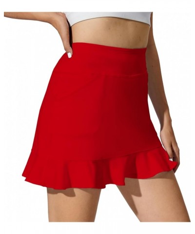 Tennis Skirt with Shorts Golf Skorts for Women Dressy Pickleball Skort Golf Outfits Clothes Athletic Skorts Red $14.30 Skirts