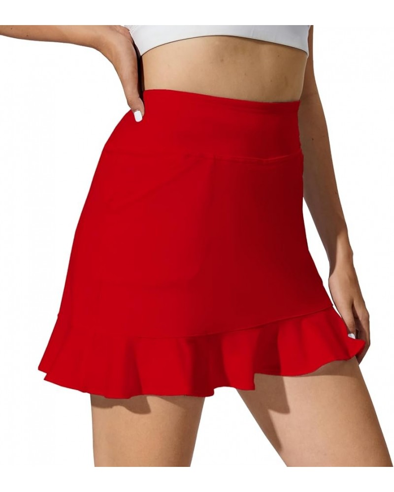 Tennis Skirt with Shorts Golf Skorts for Women Dressy Pickleball Skort Golf Outfits Clothes Athletic Skorts Red $14.30 Skirts