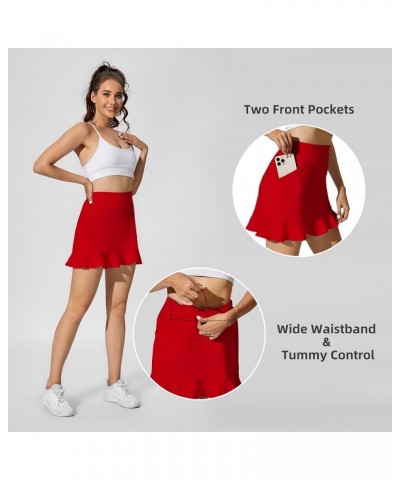 Tennis Skirt with Shorts Golf Skorts for Women Dressy Pickleball Skort Golf Outfits Clothes Athletic Skorts Red $14.30 Skirts