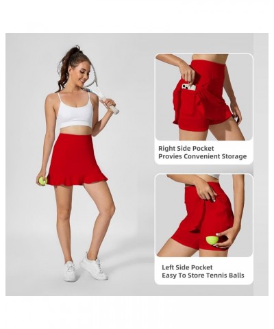 Tennis Skirt with Shorts Golf Skorts for Women Dressy Pickleball Skort Golf Outfits Clothes Athletic Skorts Red $14.30 Skirts