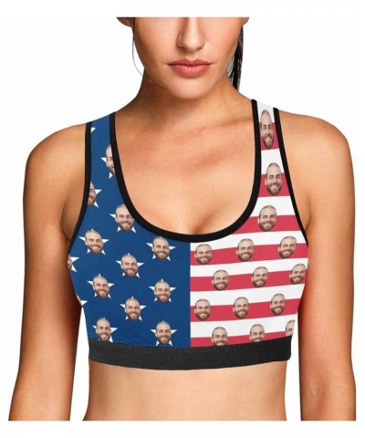 Custom Boyfriend Face Photo Lips Kiss Women's Sports Bra Flag $8.61 Lingerie