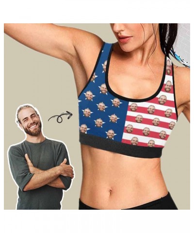 Custom Boyfriend Face Photo Lips Kiss Women's Sports Bra Flag $8.61 Lingerie