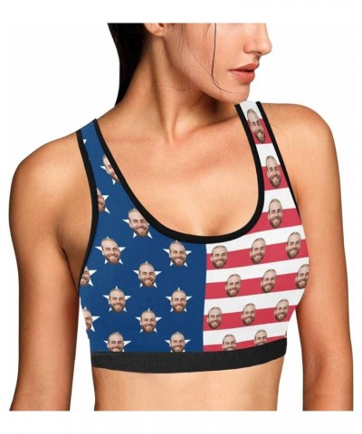 Custom Boyfriend Face Photo Lips Kiss Women's Sports Bra Flag $8.61 Lingerie