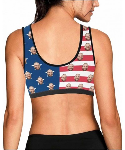 Custom Boyfriend Face Photo Lips Kiss Women's Sports Bra Flag $8.61 Lingerie