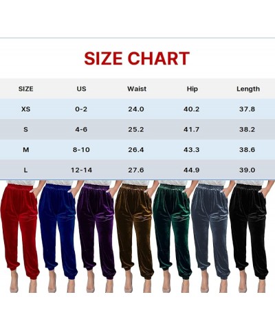 Women Velvet Pants Elastic High Waist Long Velour Joggers Harem Pants with Pockets Brown $14.89 Pants