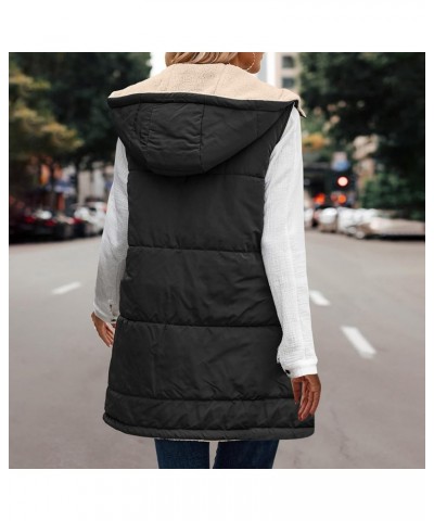 Long Puffer Vest Women Reversible Sherpa Lined Vest Fuzzy Teddy Jacket Plus Size Sleeveless Puffer Fleece Coats Black $11.64 ...