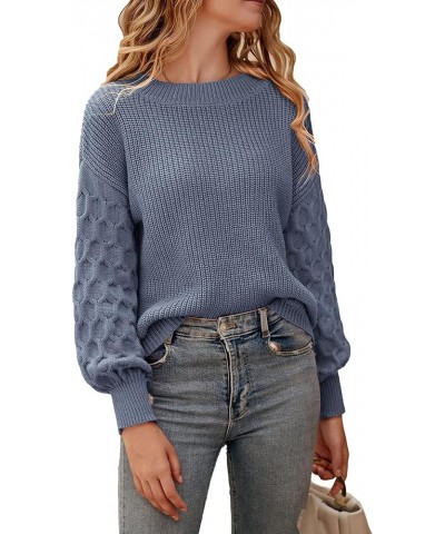 Women's 2024 Winter Pullover Sweater Casual Long Sleeve Crewneck Loose Chunky Knit Jumper Tops Blouse Haze Blue $29.49 Sweaters