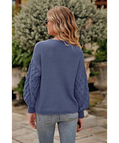 Women's 2024 Winter Pullover Sweater Casual Long Sleeve Crewneck Loose Chunky Knit Jumper Tops Blouse Haze Blue $29.49 Sweaters