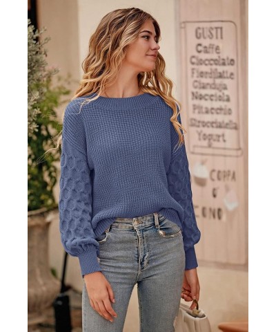 Women's 2024 Winter Pullover Sweater Casual Long Sleeve Crewneck Loose Chunky Knit Jumper Tops Blouse Haze Blue $29.49 Sweaters