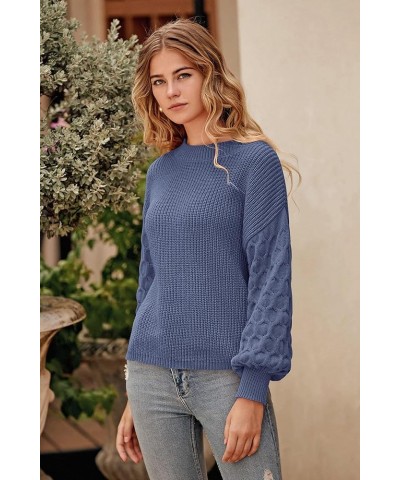 Women's 2024 Winter Pullover Sweater Casual Long Sleeve Crewneck Loose Chunky Knit Jumper Tops Blouse Haze Blue $29.49 Sweaters