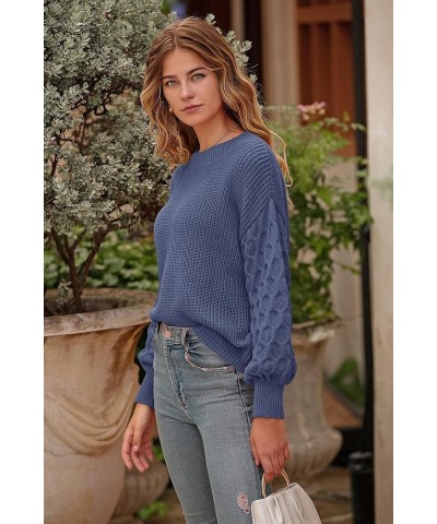 Women's 2024 Winter Pullover Sweater Casual Long Sleeve Crewneck Loose Chunky Knit Jumper Tops Blouse Haze Blue $29.49 Sweaters