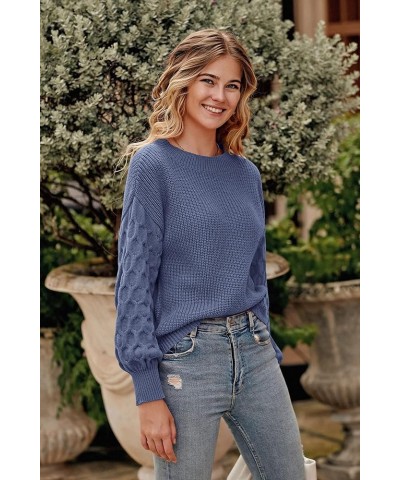 Women's 2024 Winter Pullover Sweater Casual Long Sleeve Crewneck Loose Chunky Knit Jumper Tops Blouse Haze Blue $29.49 Sweaters