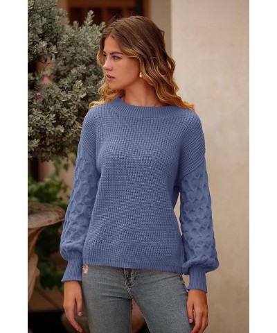 Women's 2024 Winter Pullover Sweater Casual Long Sleeve Crewneck Loose Chunky Knit Jumper Tops Blouse Haze Blue $29.49 Sweaters