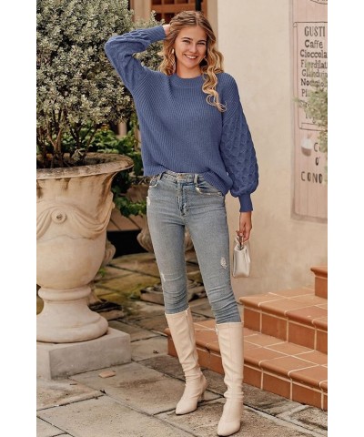 Women's 2024 Winter Pullover Sweater Casual Long Sleeve Crewneck Loose Chunky Knit Jumper Tops Blouse Haze Blue $29.49 Sweaters