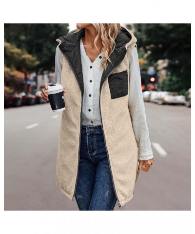 Long Puffer Vest Women Reversible Sherpa Lined Vest Fuzzy Teddy Jacket Plus Size Sleeveless Puffer Fleece Coats Black $11.64 ...