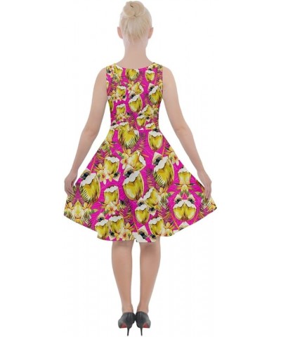 Womens Pineapple Summer Hawaii Fruits Print Casual Knee Length Skater Dress with Pockets, XS-5XL Deep Pink $13.20 Dresses