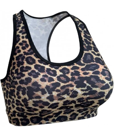 Women’s Sports Bra Phone Pocket Racer Back High Support Fitness Workout Yoga Bra Leopard $11.20 Lingerie