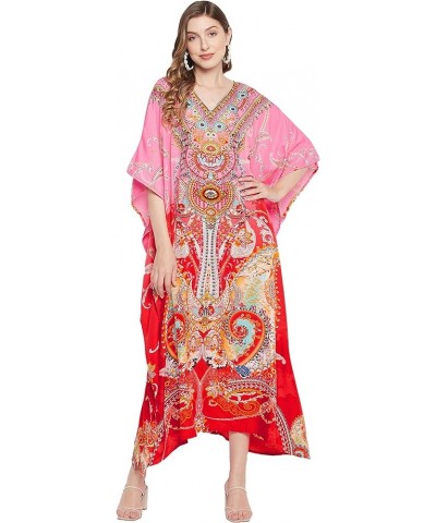 Gypsie Blu Women Floral Kaftan Plus Size Caftan Dress Long Tunic Maxi Casual Beach Dress Pink Paisley Caftan Dress $13.67 Dre...