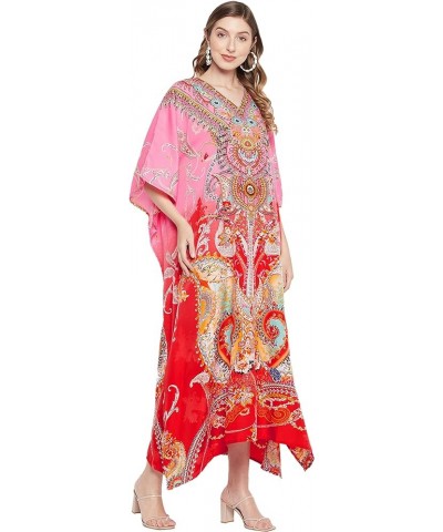 Gypsie Blu Women Floral Kaftan Plus Size Caftan Dress Long Tunic Maxi Casual Beach Dress Pink Paisley Caftan Dress $13.67 Dre...