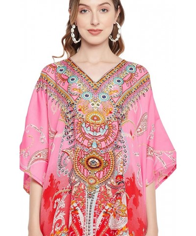 Gypsie Blu Women Floral Kaftan Plus Size Caftan Dress Long Tunic Maxi Casual Beach Dress Pink Paisley Caftan Dress $13.67 Dre...