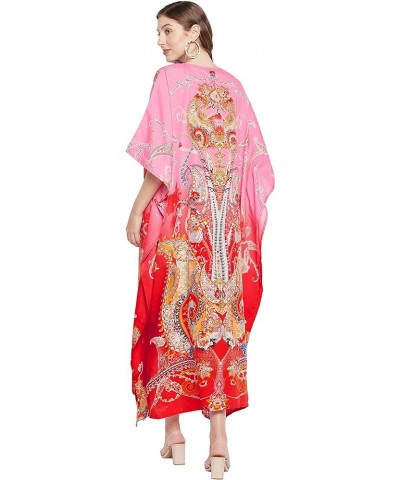 Gypsie Blu Women Floral Kaftan Plus Size Caftan Dress Long Tunic Maxi Casual Beach Dress Pink Paisley Caftan Dress $13.67 Dre...