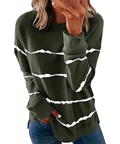 Womens Crew Neck Sweatshirt Tops Graphic Tie Dye Blouese Shirts Long Sleeve Pullover Tops Fall Fashion Clothes A4-green $3.72...