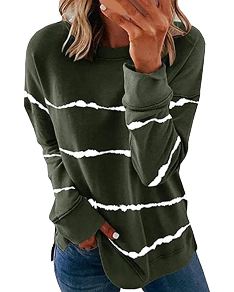 Womens Crew Neck Sweatshirt Tops Graphic Tie Dye Blouese Shirts Long Sleeve Pullover Tops Fall Fashion Clothes A4-green $3.72...