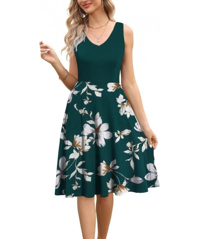 Women's Elegant V-Neck Casual Dresses Sleeveless Summer T-Shirt Dresses with Pockets B4 Greenw-floral $14.49 Socks