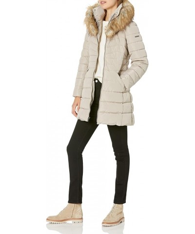 Women's Puffer Jacket with Detachable Faux Fur Hood and Large Collar Shell $55.92 Jackets