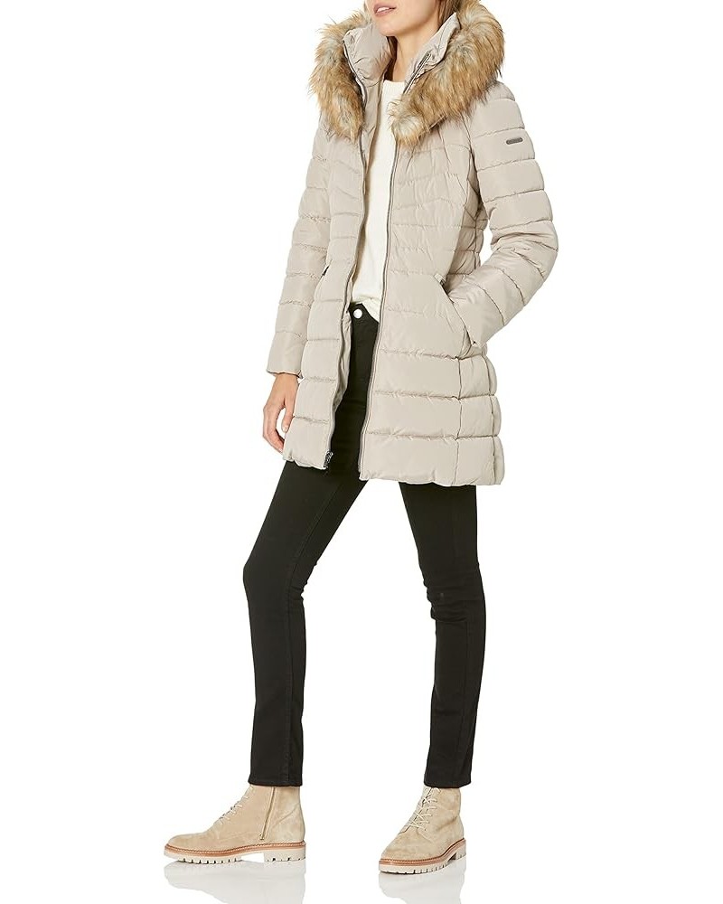 Women's Puffer Jacket with Detachable Faux Fur Hood and Large Collar Shell $55.92 Jackets