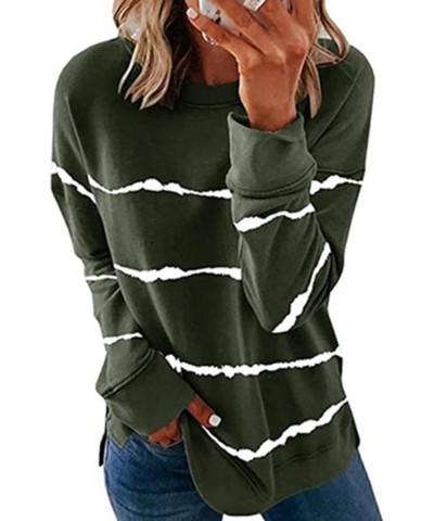 Womens Crew Neck Sweatshirt Tops Graphic Tie Dye Blouese Shirts Long Sleeve Pullover Tops Fall Fashion Clothes A4-green $3.72...