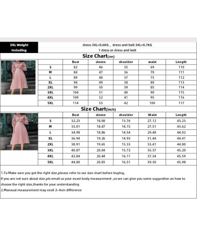 Formal Dress for Curvy Women, Elegant Business Dress with Belt, Lace Pleated Skirt for Evening & Parties Black $23.77 Dresses