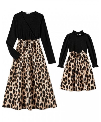 Mommy and Me Matching Outfits Long Sleeve Black Casual Dress Fall Suit Matching Clothing for Girls Women Girls Black $13.24 D...