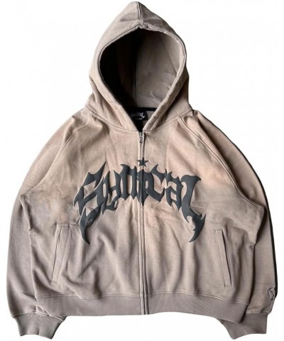 Womens Men Y2k Zip Up Hoodies Gothic Graphic Print Hoodie Sweatshirts Aesthetic Grunge Vintage Streetwear Khaki $13.49 Hoodie...