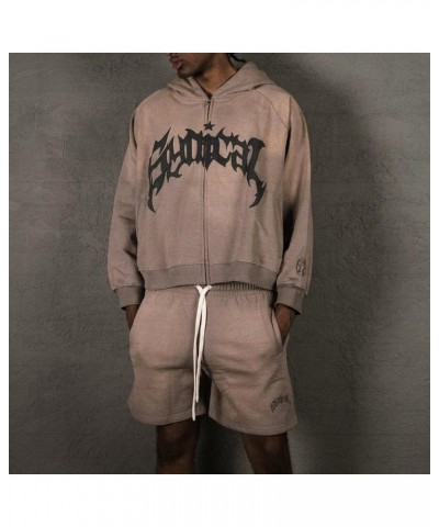 Womens Men Y2k Zip Up Hoodies Gothic Graphic Print Hoodie Sweatshirts Aesthetic Grunge Vintage Streetwear Khaki $13.49 Hoodie...