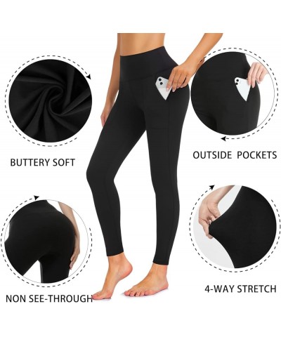 Leggings with Pockets for Women - Yoga Pants with Pockets,Soft High Waist Tummy Control Non See Through Workout Pants Large-X...