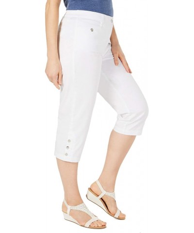 Petite Button-Hem Capri Pants Bright White $11.48 Pants