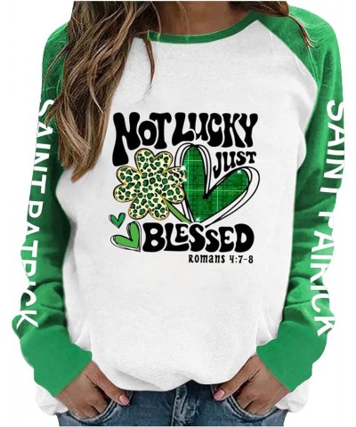 Women St. Patrick Day Sweatshirt Funny Letter Print Hoodies Long Sleeve Casual Shamrock Lucky Sweatshirts G19 Green $19.01 Ho...