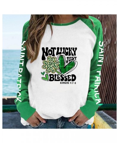 Women St. Patrick Day Sweatshirt Funny Letter Print Hoodies Long Sleeve Casual Shamrock Lucky Sweatshirts G19 Green $19.01 Ho...