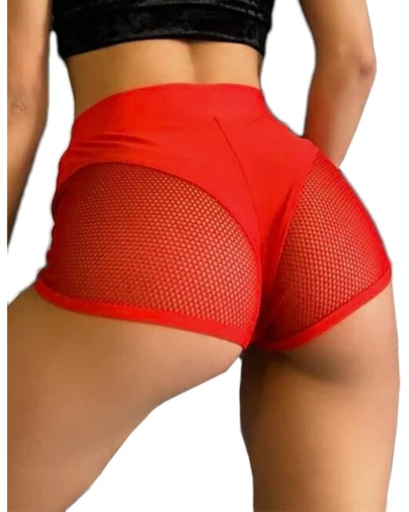 Women's Cut Out Yoga Shorts Scrunch Booty Hot Pants High Waist Gym Workout Active Butt Lifting Sports Leggings Xy-red $11.00 ...