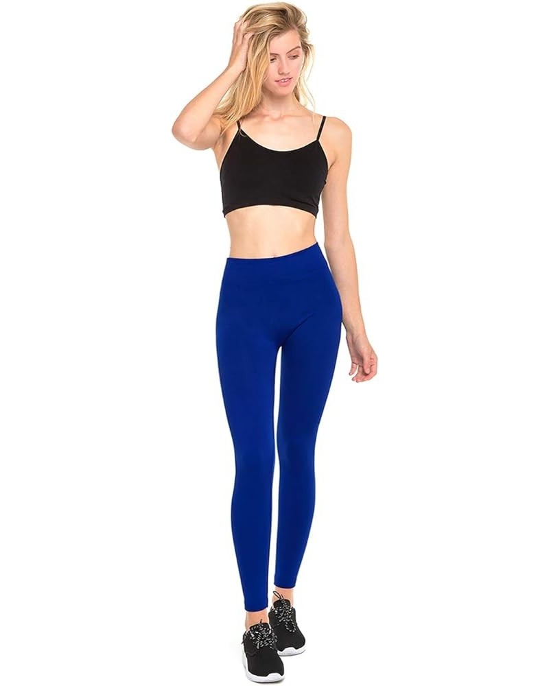 Leggings - Women's Fleece Lined Solid Color Full Length Winter Leggings Free Size Royal Blue $7.97 Leggings