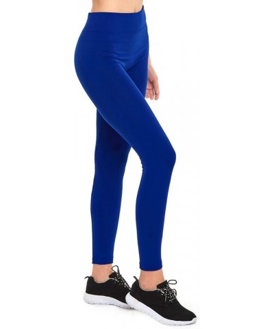 Leggings - Women's Fleece Lined Solid Color Full Length Winter Leggings Free Size Royal Blue $7.97 Leggings