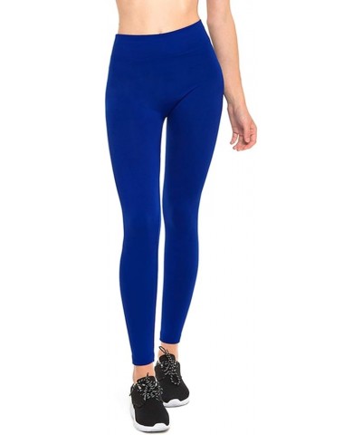 Leggings - Women's Fleece Lined Solid Color Full Length Winter Leggings Free Size Royal Blue $7.97 Leggings